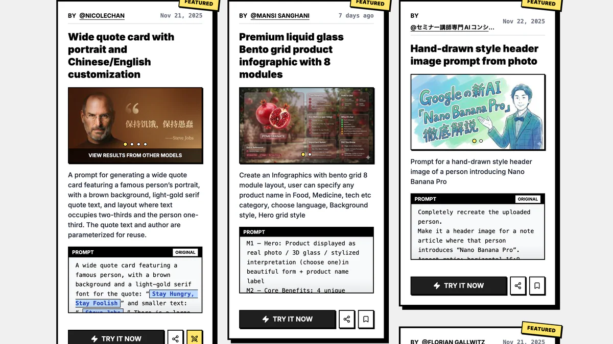 12,468 Nano Banana Pro prompts, all with preview images, all free