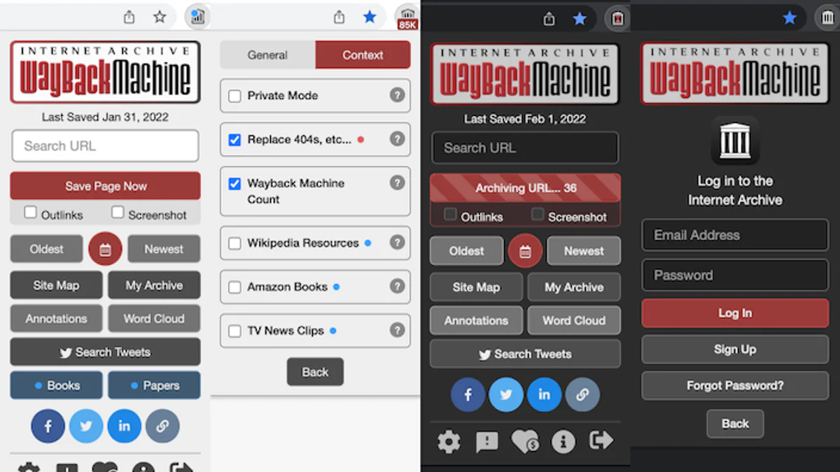 Wayback Machine Web Extension: một nút bấm để du hành lịch sử Internet