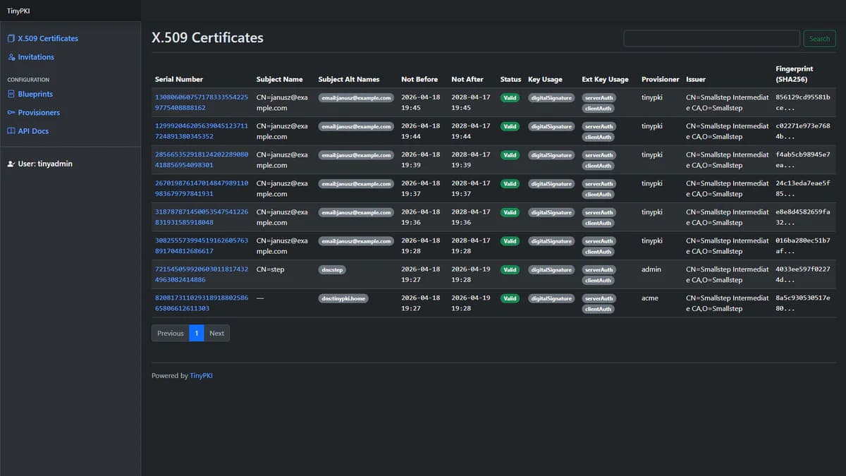 TinyPKI: GUI gọn nhẹ cho Step CA, mời người không rành kỹ thuật lên private CA trong 1 click