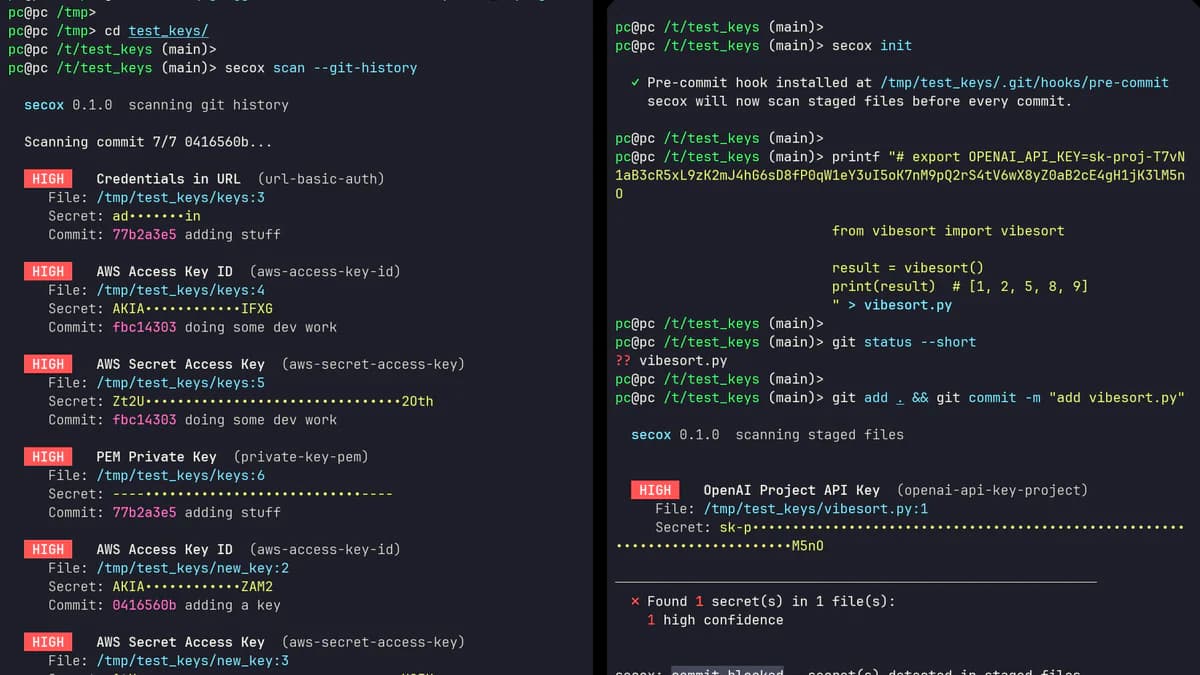 secox: công cụ quét bí mật viết bằng Rust không chỉ tìm — mà còn tự fix luôn giùm bạn
