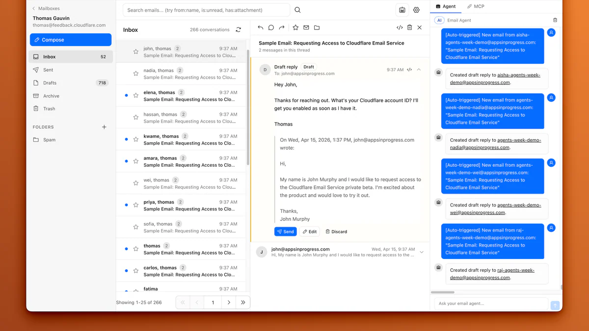 Cloudflare Agentic Inbox: Open-Source Email Client Where an AI Agent Drafts Every Reply (And Never Sends Without You)