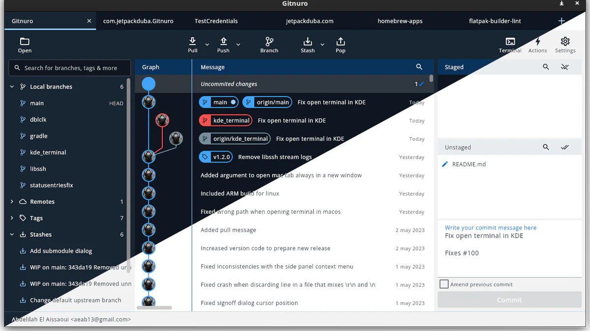Gitnuro: Git client multiplatform viết bằng Compose + JGit, FOSS thuần, không Electron