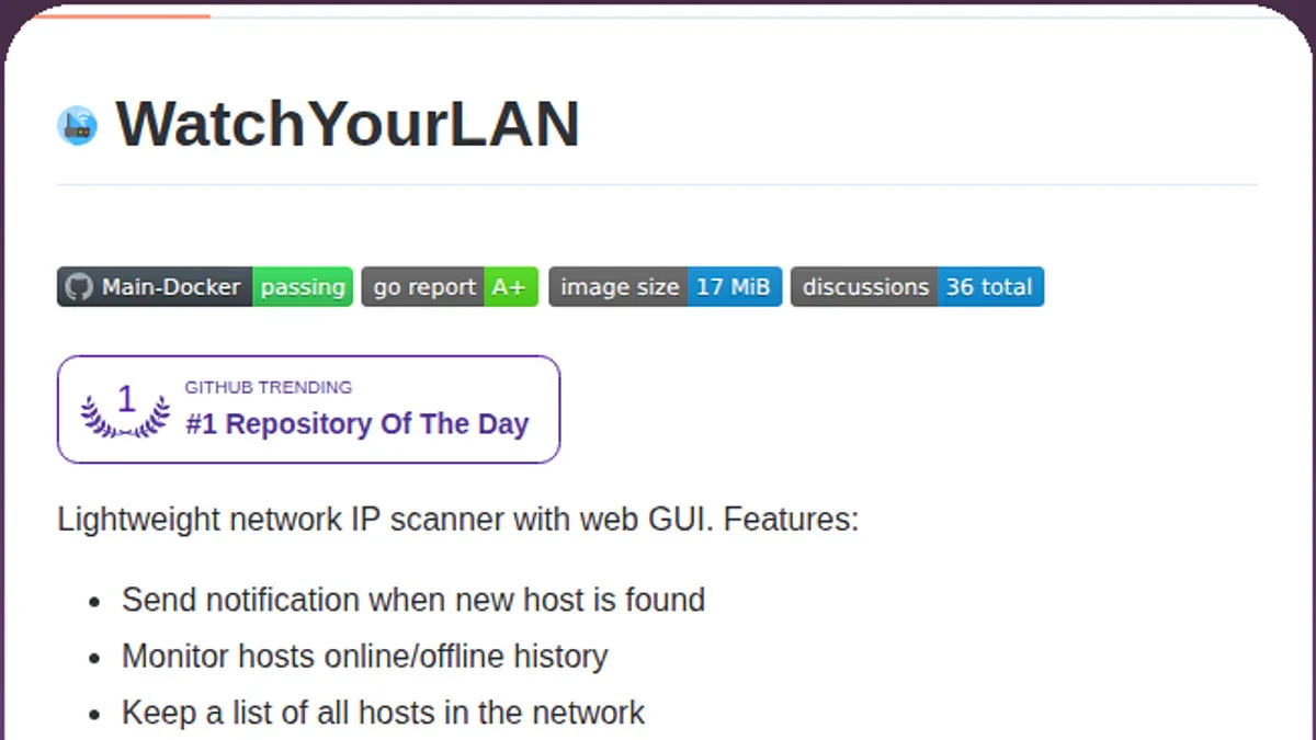 WatchYourLAN: Quét mạng LAN nhẹ như lông, dashboard đẹp như mơ