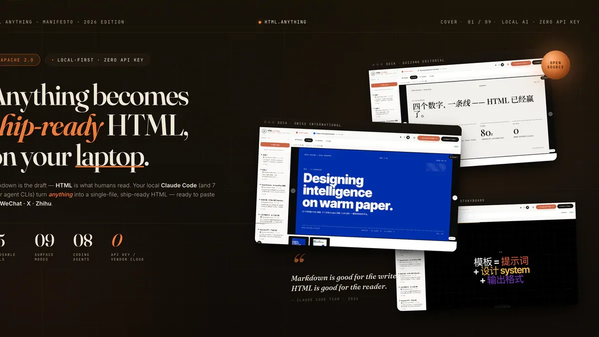 html-anything: Khi AI Agent viết HTML thay bạn - từ Markdown thô đến bài đăng WeChat trong vài giây