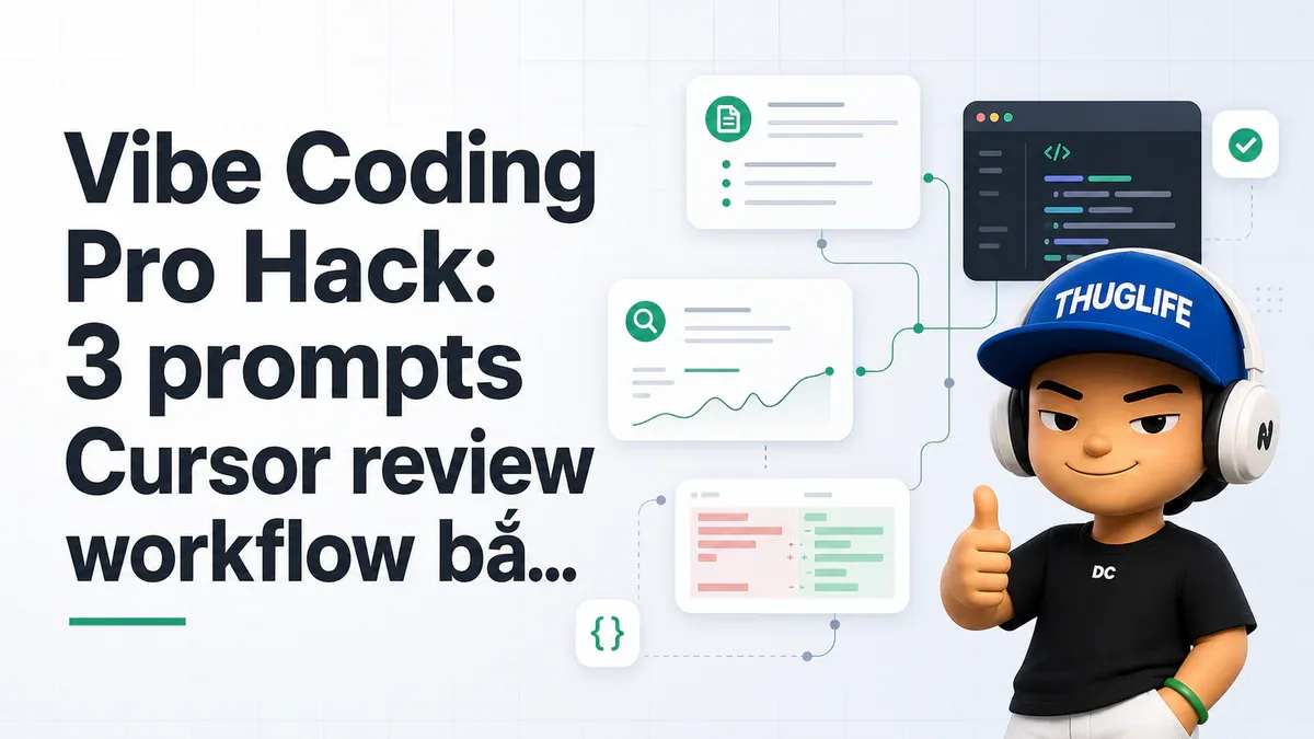 Vibe Coding Pro Hack: 3 prompts Cursor review workflow bắt 90% lỗi trước khi giao client