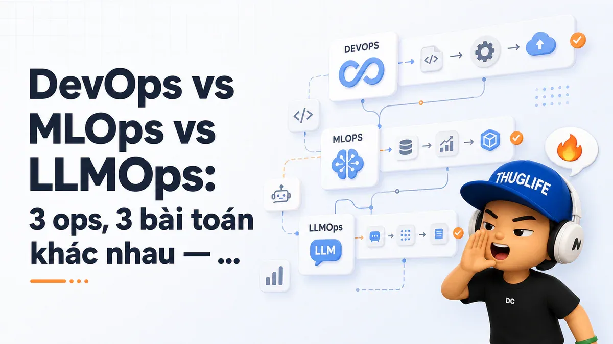 DevOps vs MLOps vs LLMOps: 3 ops, 3 bài toán khác nhau — đừng lấy playbook DevOps áp vào app LLM