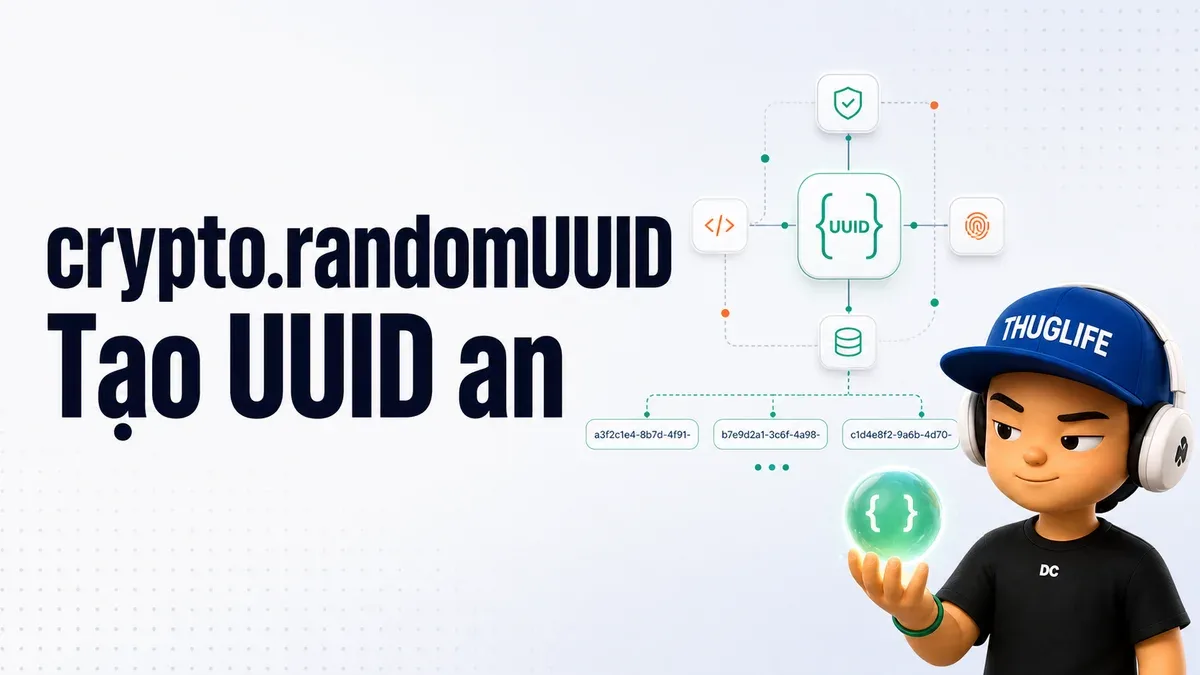 crypto.randomUUID(): Tạo UUID an toàn ngay trong trình duyệt, bỏ luôn package uuid