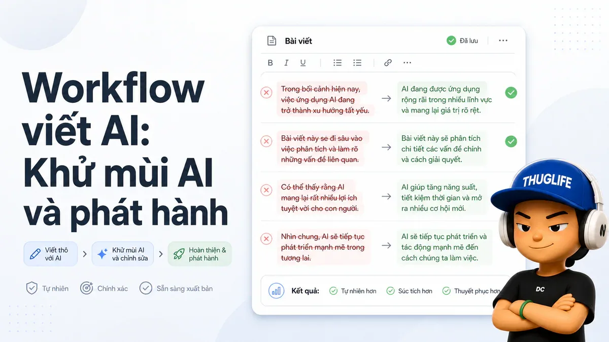 Workflow viết AI từ A đến Z - P2: Ràng buộc AI, khử mùi và phát hành