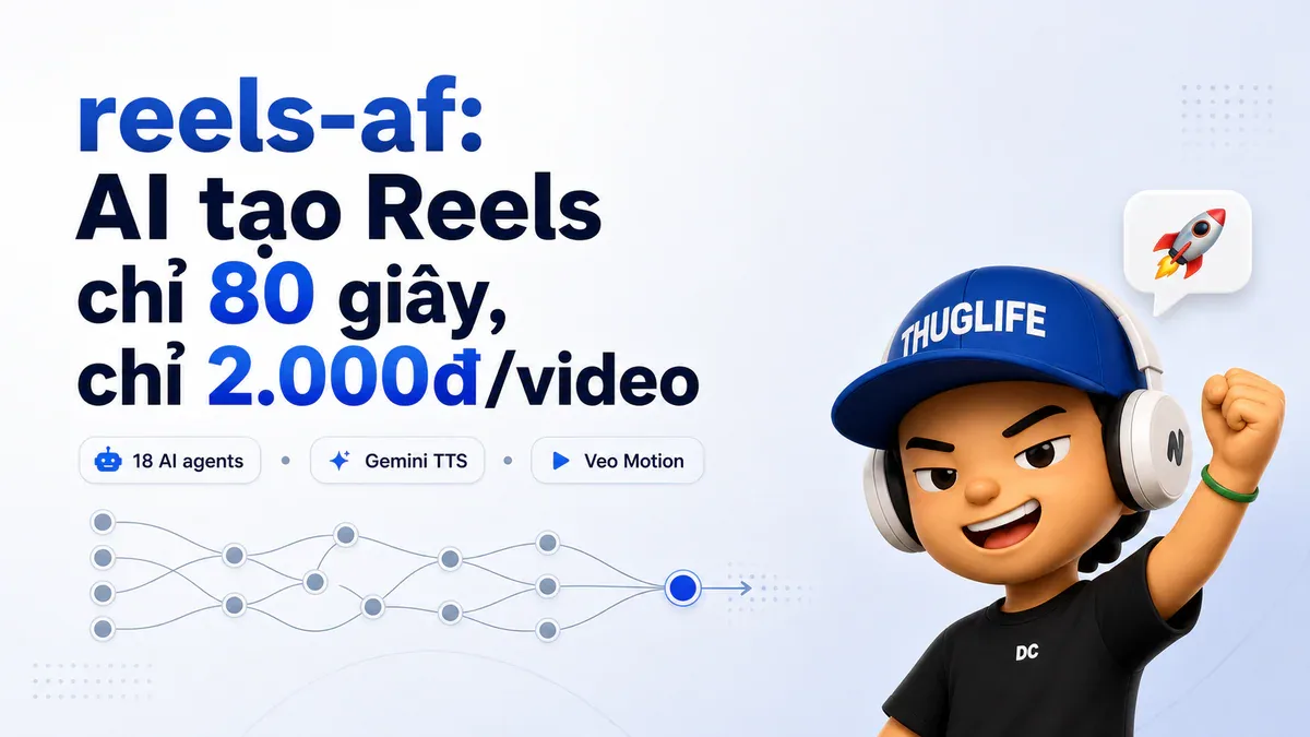 reels-af: Tool mã nguồn mở tạo Reels tự động bằng 18 AI agents, chỉ ~2.000đ/video
