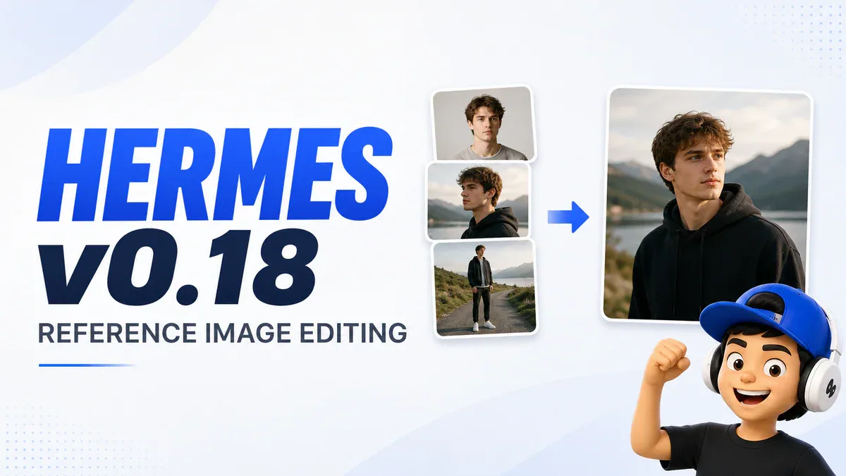 Hermes v0.18 thêm chỉnh sửa ảnh từ tham chiếu - thả 16 ảnh vào, AI transform theo style