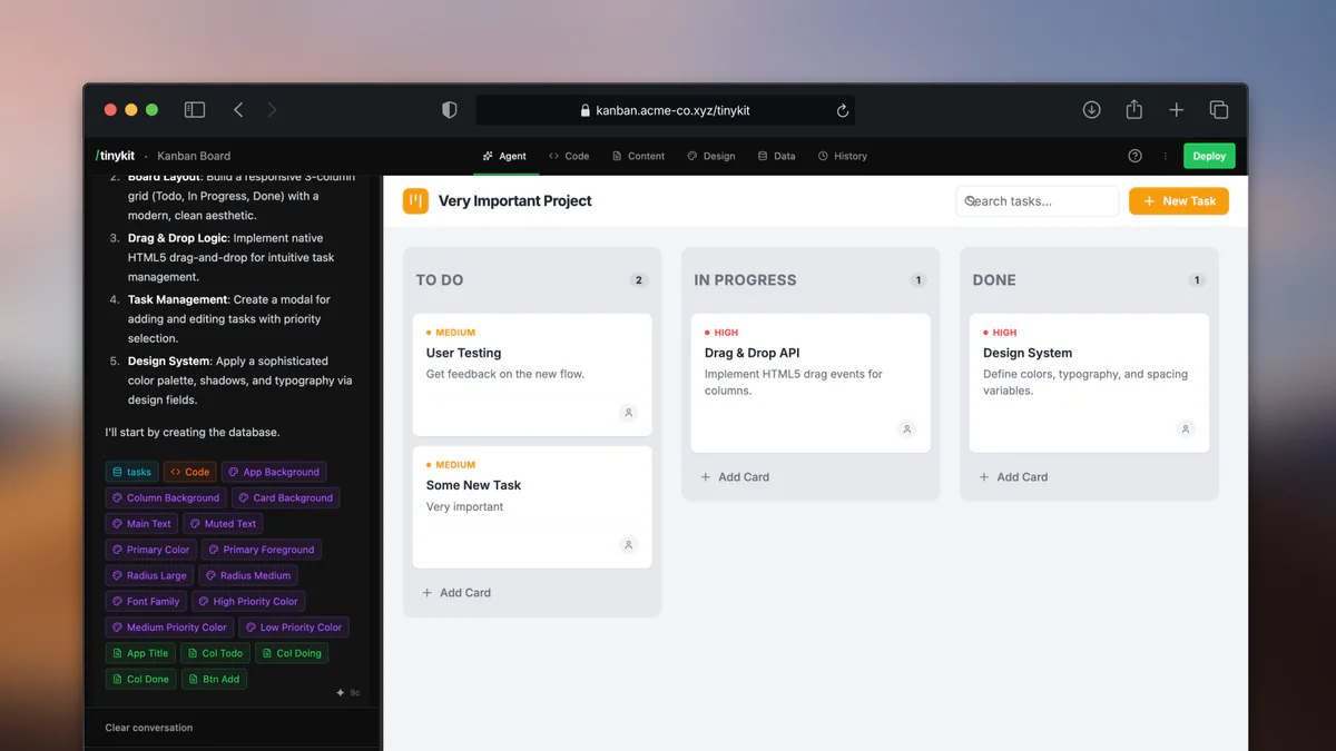 TinyKit: bản Lovable / v0 mã nguồn mở chạy trên VPS $5 của bạn