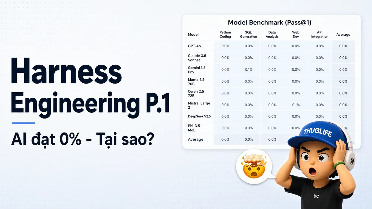 Harness Engineering (Phần 1): Tại sao Claude Opus 4.7 và GPT-5.4 đạt 0% khi làm việc thật?