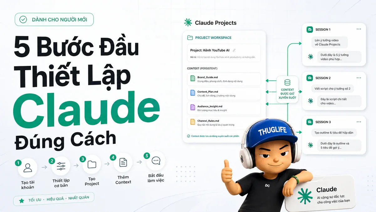 Dùng Claude đúng cách - Phần 1: 5 bước thiết lập workspace từ đầu