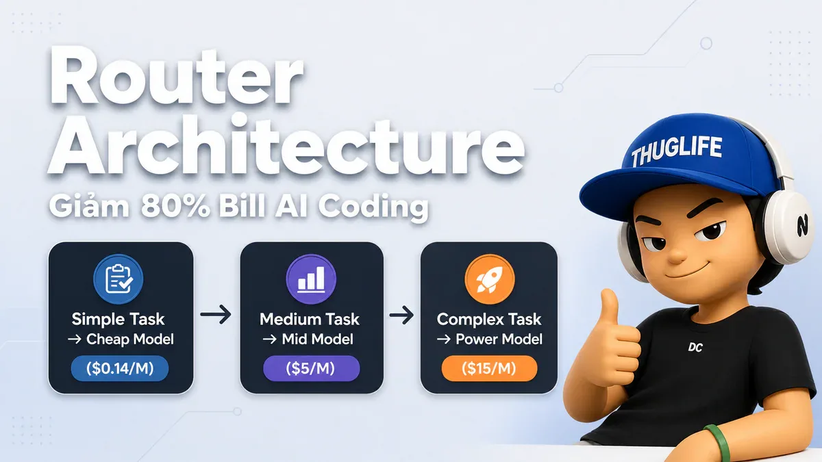 Router Architecture: Giảm 80% Bill AI Coding Mà Không Mất Chất Lượng