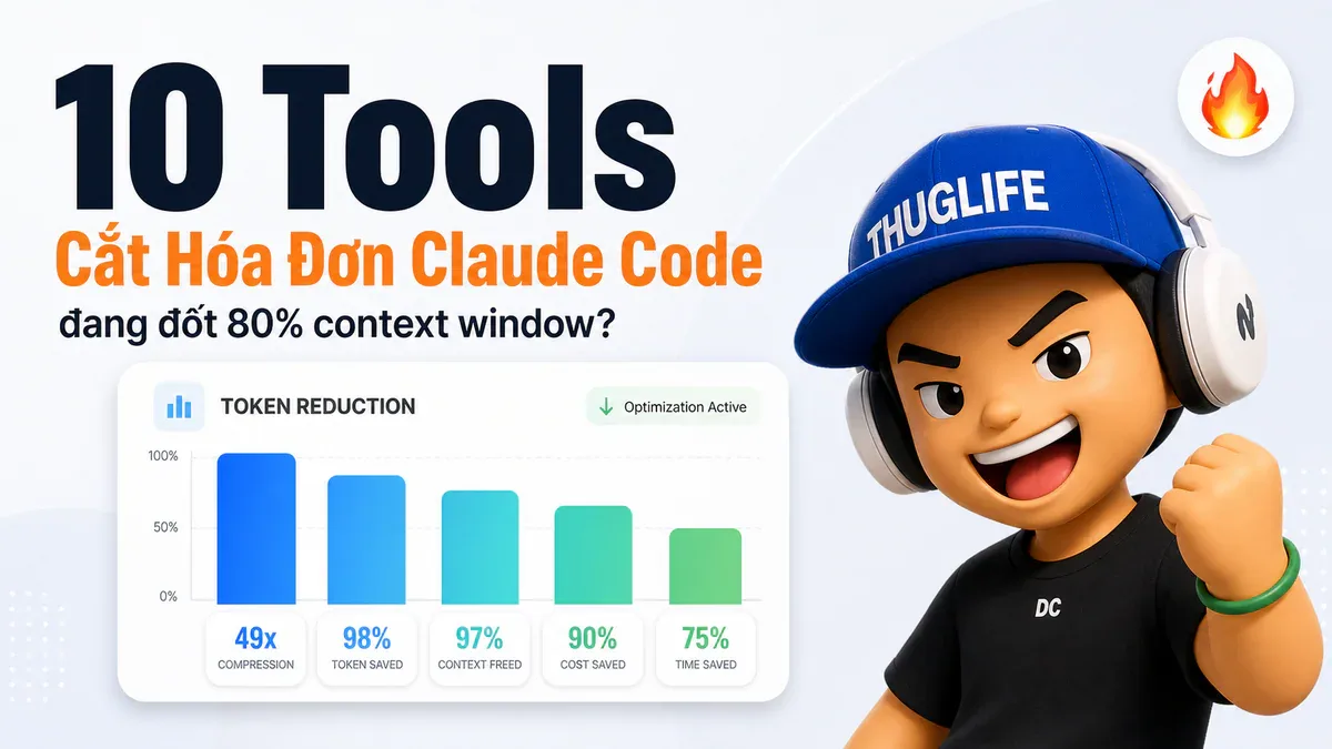 Đang đốt 80% context window? 10 tool giúp bạn cắt hóa đơn Claude Code xuống còn một phần nhỏ