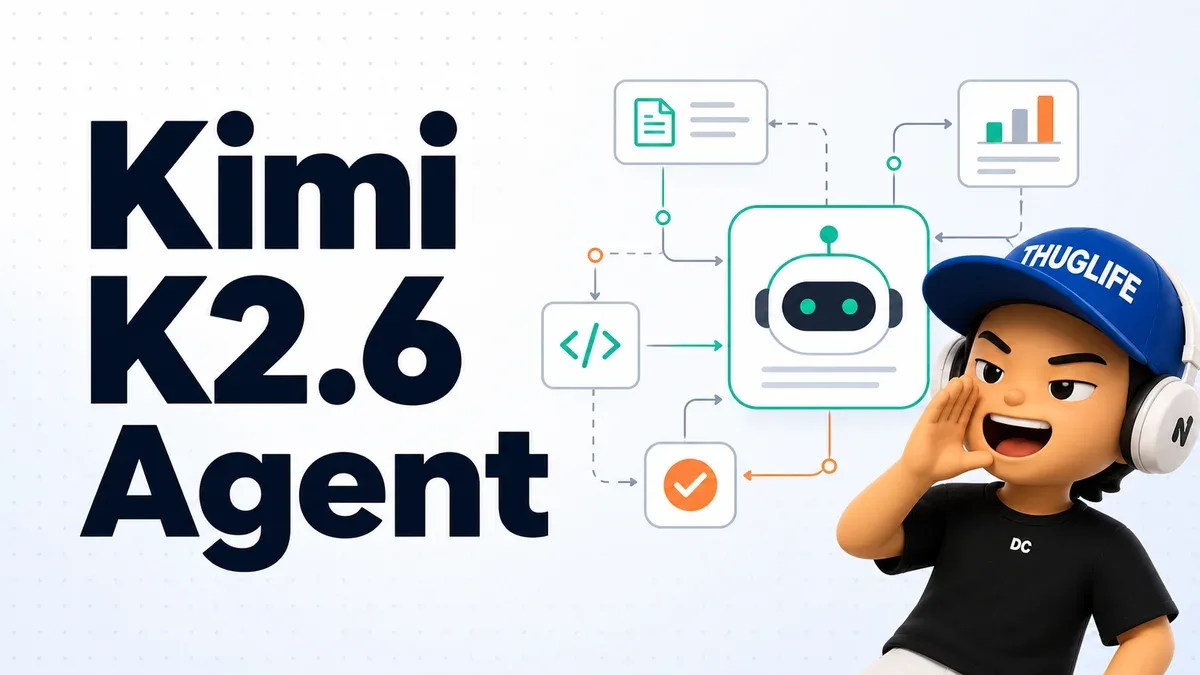 Kimi K2.6 Agent: Một prompt ra cả website — video hero, WebGL shader, backend thật