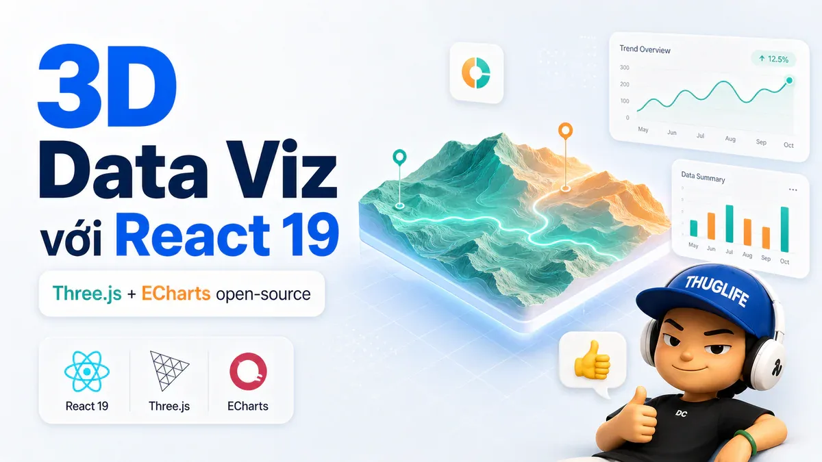 sc-datav: bộ dashboard 3D map cho React 19 + Three.js mà bạn có thể fork ngay