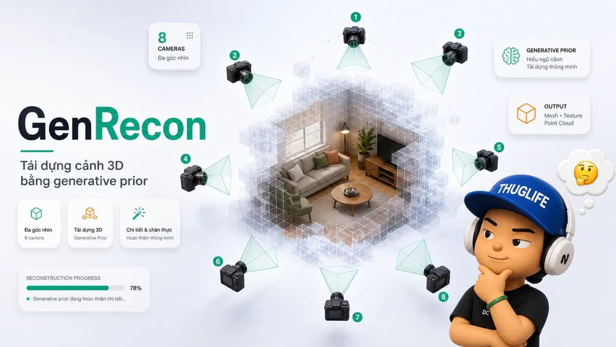 GenRecon: Dựng cảnh 3D từ 8 tấm ảnh, mạnh hơn baseline 16%