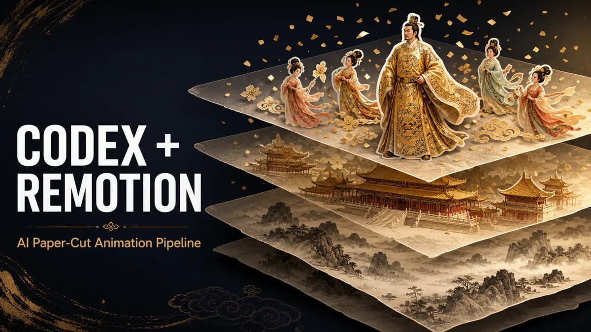 Dùng Codex + Remotion để làm hoạt hình cắt giấy phân lớp phong cách Đường Triều